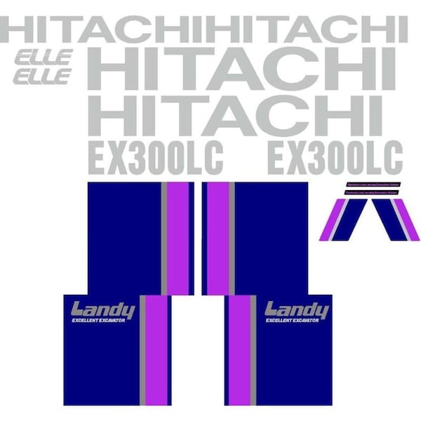 Aftermarket Decal Set Landy Excellent Excavator And Elle Decals for Hitachi EX 300LC Excavator HTEX300-2DECALSET - main